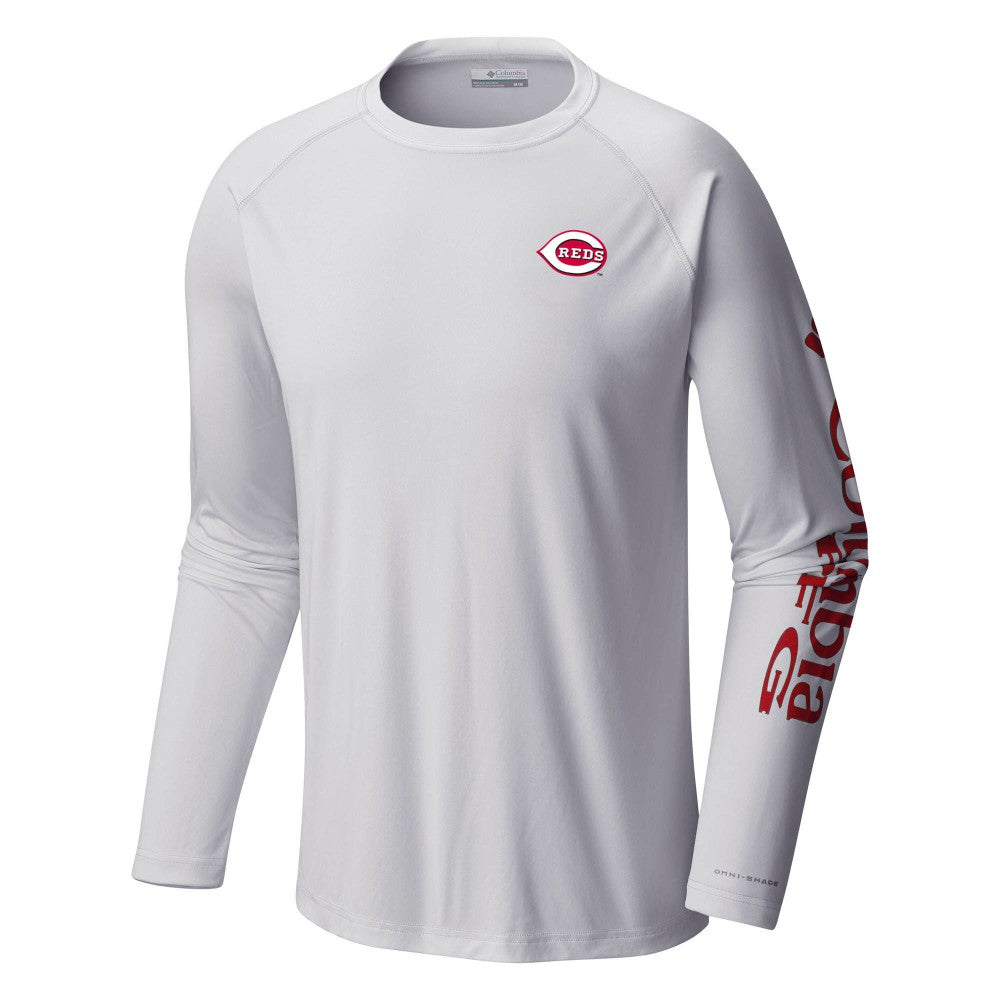 Cincinnati Reds Columbia Terminal Tackle Long Sleeve T-Shirt - White T-shirts