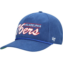 Philadelphia 76ers '47 Double Header Sidepatch Cord Hitch Adjustable Hat Royal - 47 brand
