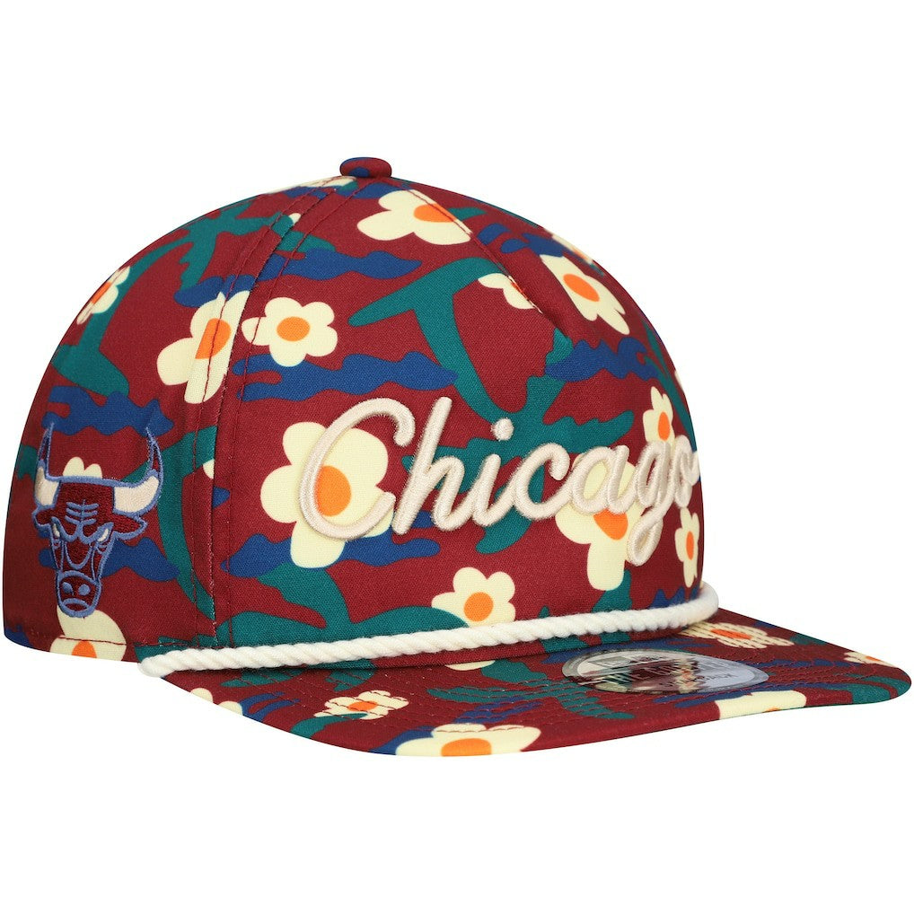 Chicago Bulls Vacation Floral Golfer Snapback Hat Crimson - New Era