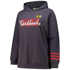 Chicago Blackhawks Fanatics Women's Plus Size Lightweight Fleece Raglan Pullover Hoodie - Charcoal | US 201302746