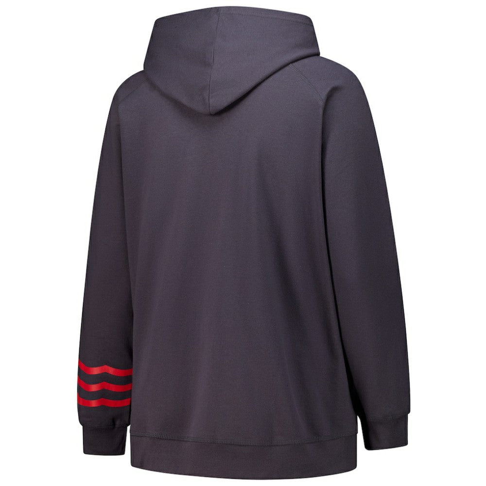 Chicago Blackhawks Fanatics Women's Plus Size Lightweight Fleece Raglan Pullover Hoodie - Charcoal | US 201302746