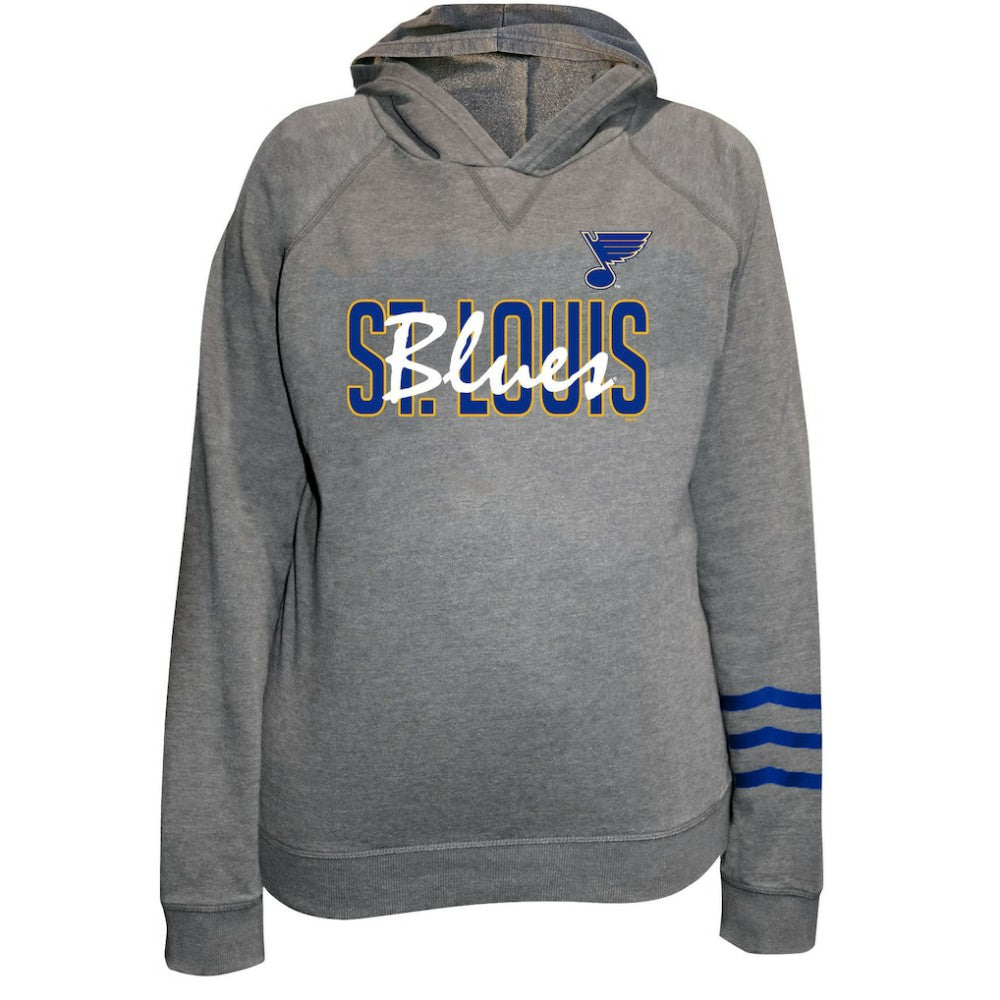 St. Louis Blues Fanatics Women's Plus Size Lightweight Fleece Raglan Pullover Hoodie - Heather Gray | US 201302747
