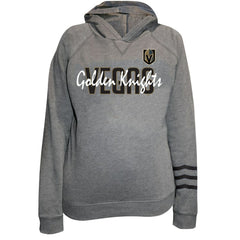 Vegas Golden Knights Fanatics Women's Plus Size Lightweight Fleece Raglan Pullover Hoodie - Heather Gray | US 201302752