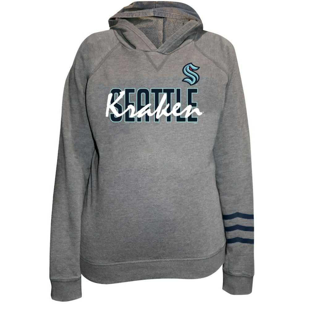 Seattle Kraken Fanatics Women's Plus Size Lightweight Fleece Raglan Pullover Hoodie - Heather Gray | US 201302753