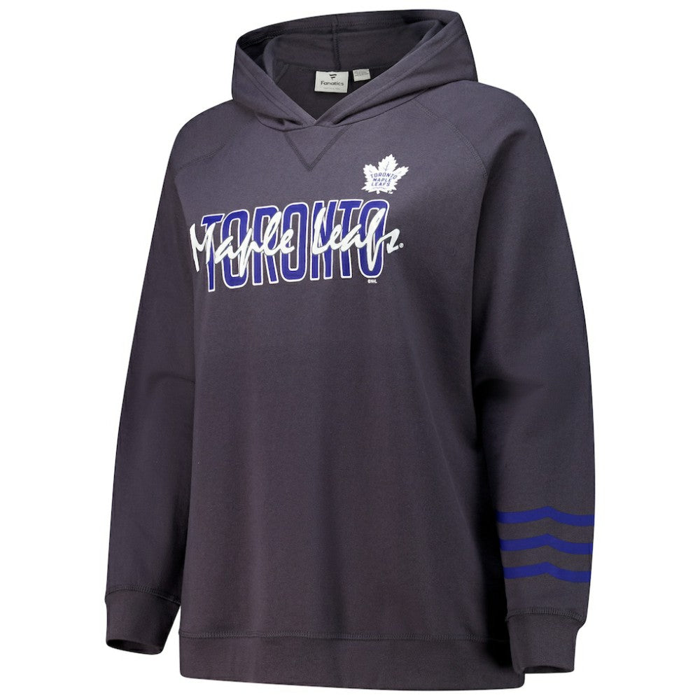 Toronto Maple Leafs Fanatics Women's Plus Size Lightweight Fleece Raglan Pullover Hoodie - Charcoal | US 201302754
