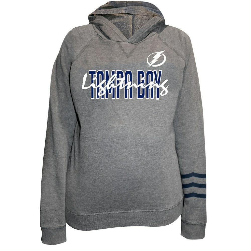 Tampa Bay Lightning Fanatics Women's Plus Size Lightweight Fleece Raglan Pullover Hoodie - Heather Gray | US 201302755