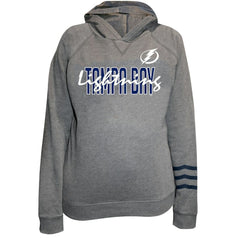 Tampa Bay Lightning Fanatics Women's Plus Size Lightweight Fleece Raglan Pullover Hoodie - Heather Gray | US 201302755