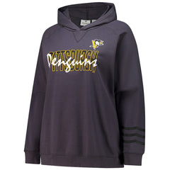 Pittsburgh Penguins Fanatics Women's Plus Size Lightweight Fleece Raglan Pullover Hoodie - Charcoal | US 201302756