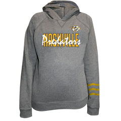Nashville Predators Fanatics Women's Plus Size Lightweight Fleece Raglan Pullover Hoodie - Heather Gray | US 201302757