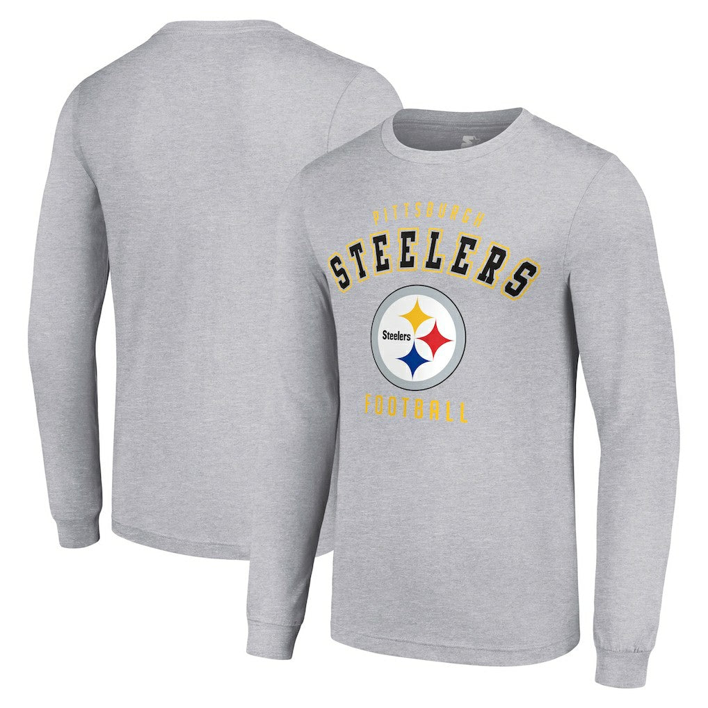 Pittsburgh Steelers Starter Long Sleeve T-Shirt - Heather Gray T-shirts