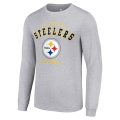 Pittsburgh Steelers Starter Long Sleeve T-Shirt - Heather Gray T-shirts