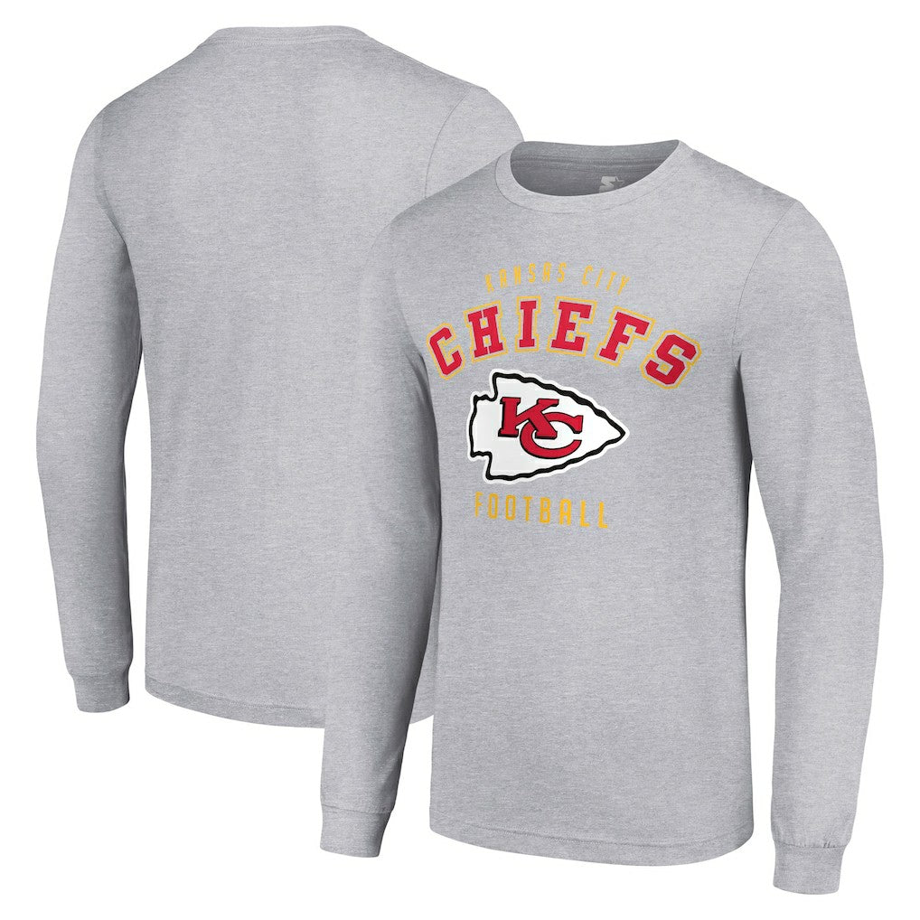 Kansas City Chiefs Starter Long Sleeve T-Shirt - Heather Gray T-shirts