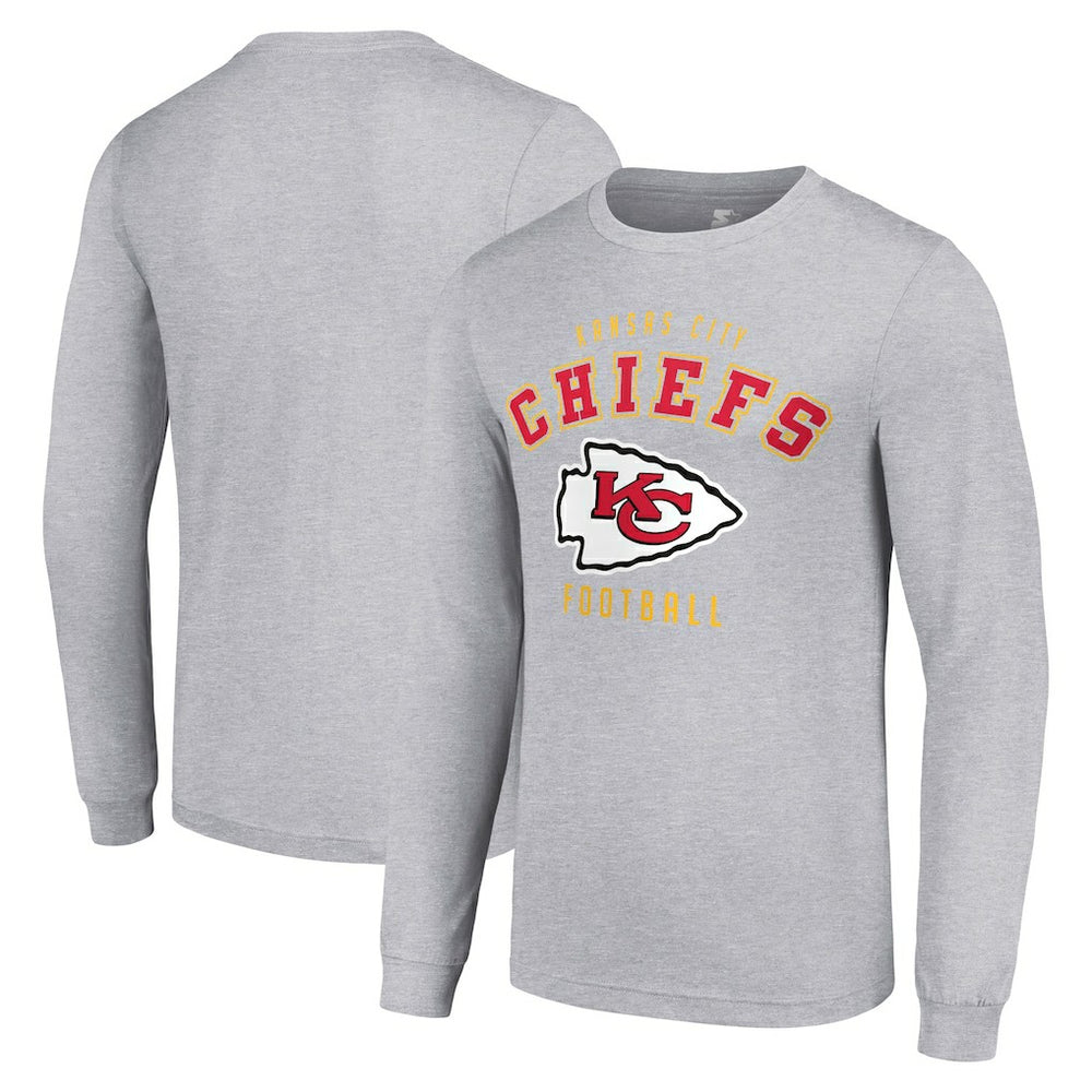Kansas City Chiefs Starter Long Sleeve T-Shirt - Heather Gray T-shirts