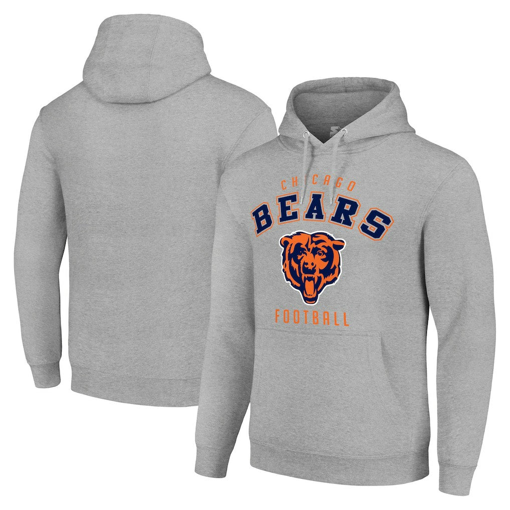 Chicago Bears Starter Unisex Logo Pullover Hoodie - Heather Gray Hoodies