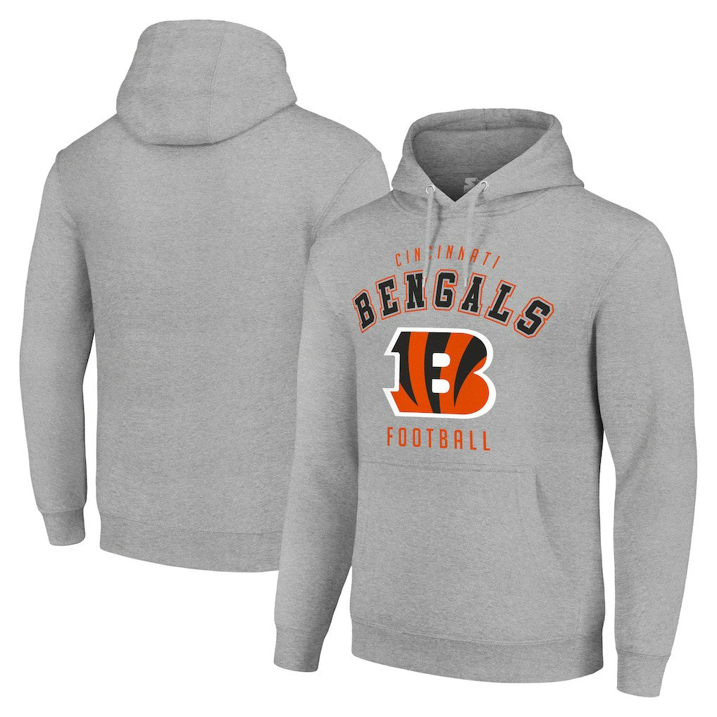 Cincinnati Bengals Starter Unisex Logo Pullover Hoodie - Heather Gray Hoodies