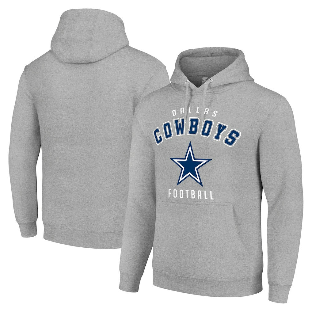 Dallas Cowboys Starter Unisex Logo Pullover Hoodie - Heather Gray Hoodies