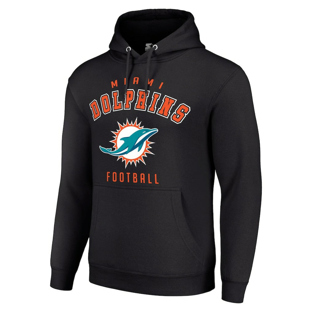 Miami Dolphins Starter Unisex Logo Pullover Hoodie - Black Hoodies
