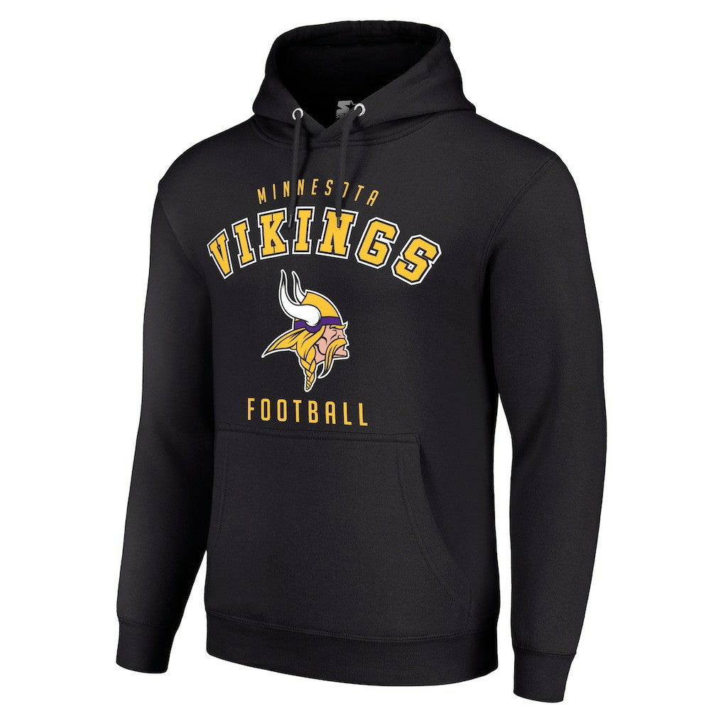 Minnesota Vikings Starter Unisex Logo Pullover Hoodie - Black Hoodies