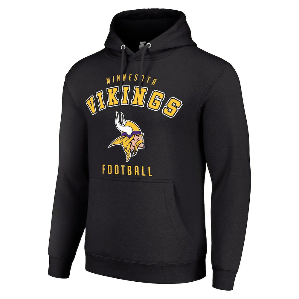 Minnesota Vikings Starter Unisex Logo Pullover Hoodie - Black Hoodies