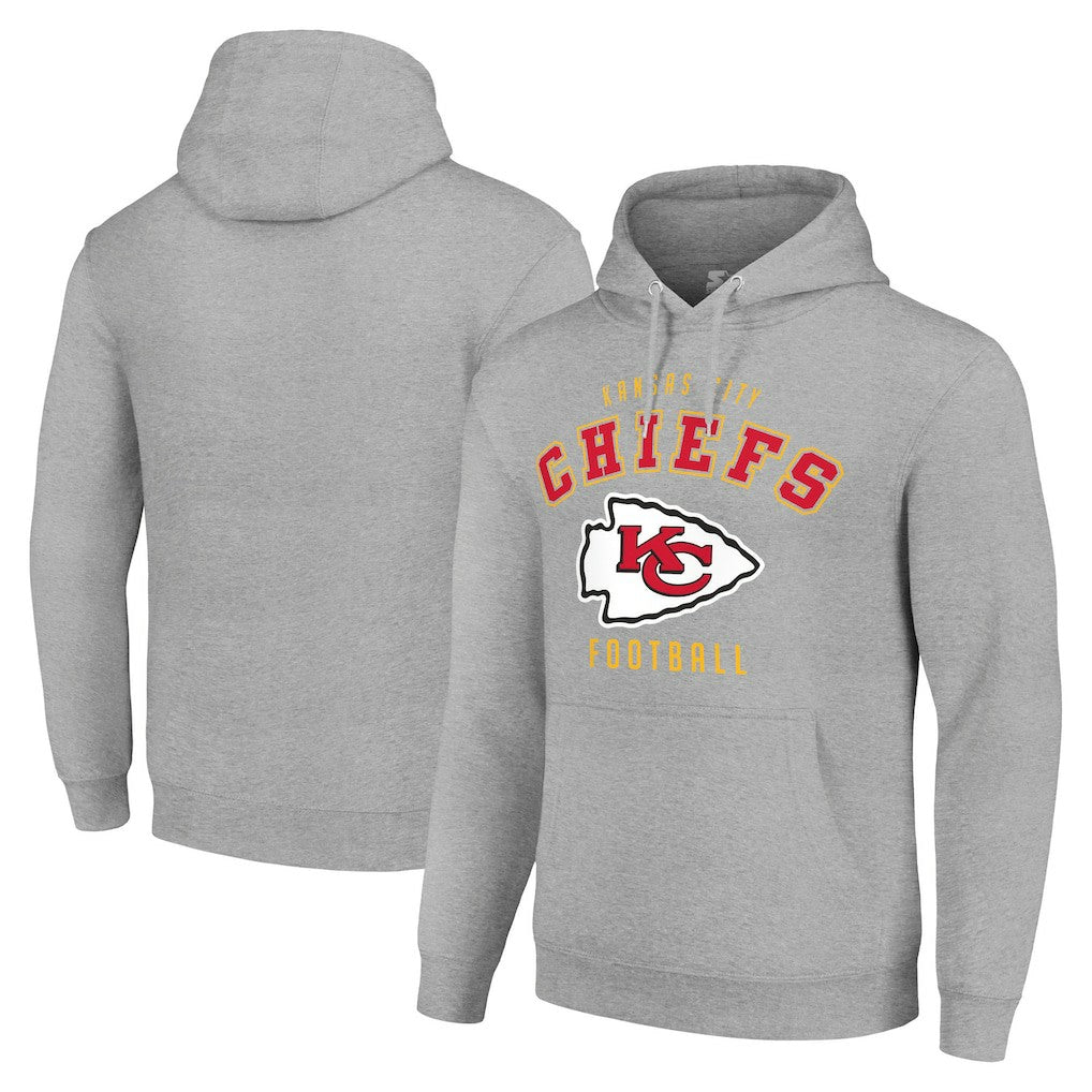 Kansas City Chiefs Starter Unisex Logo Pullover Hoodie - Heather Gray Hoodies