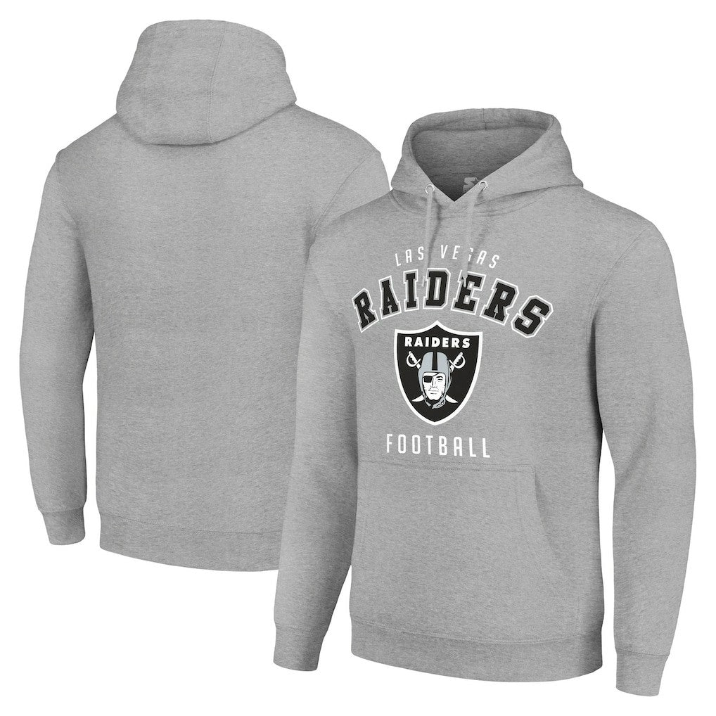 Las Vegas Raiders Starter Unisex Logo Pullover Hoodie - Heather Gray Hoodies