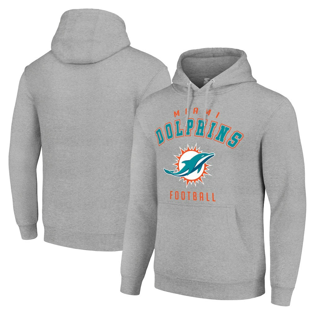 Miami Dolphins Starter Unisex Logo Pullover Hoodie - Heather Gray Hoodies