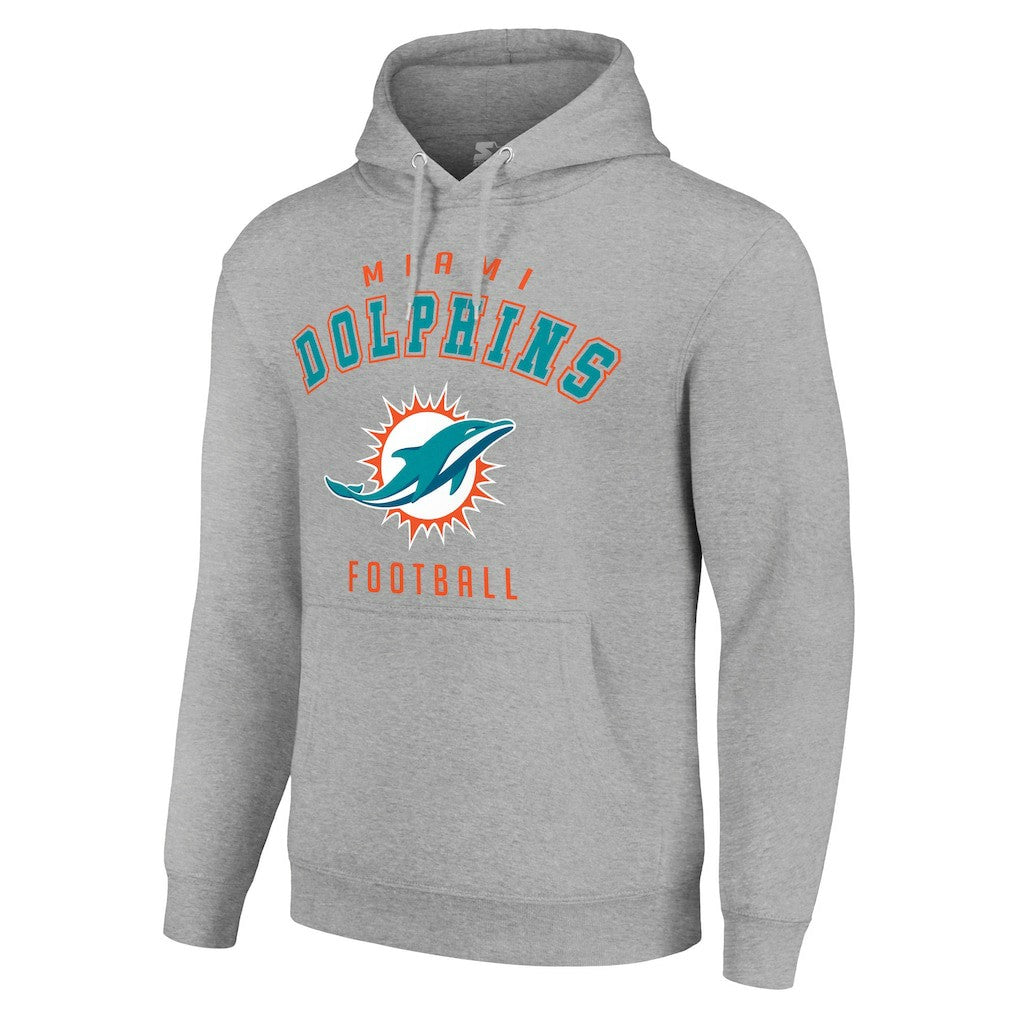Miami Dolphins Starter Unisex Logo Pullover Hoodie - Heather Gray Hoodies