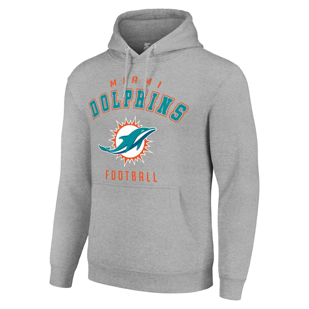 Miami Dolphins Starter Unisex Logo Pullover Hoodie - Heather Gray Hoodies