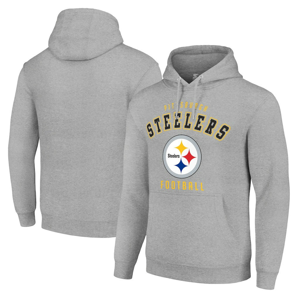 Pittsburgh Steelers Starter Unisex Logo Pullover Hoodie - Heather Gray Hoodies