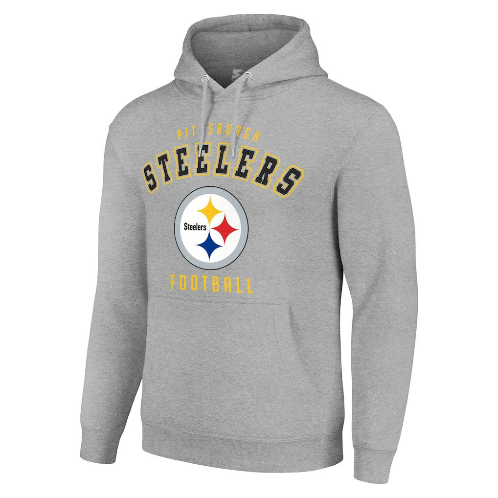 Pittsburgh Steelers Starter Unisex Logo Pullover Hoodie - Heather Gray Hoodies