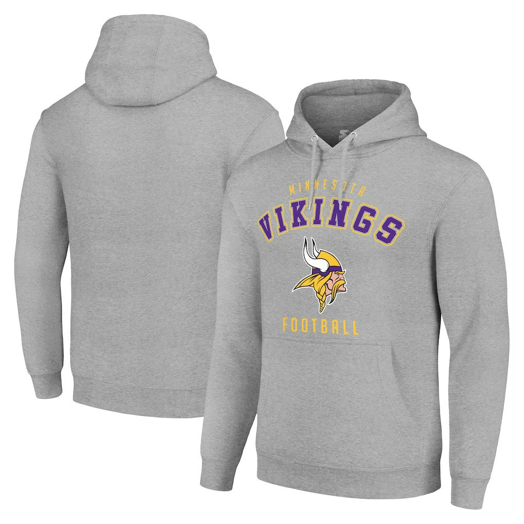 Minnesota Vikings Starter Unisex Logo Pullover Hoodie - Heather Gray Hoodies