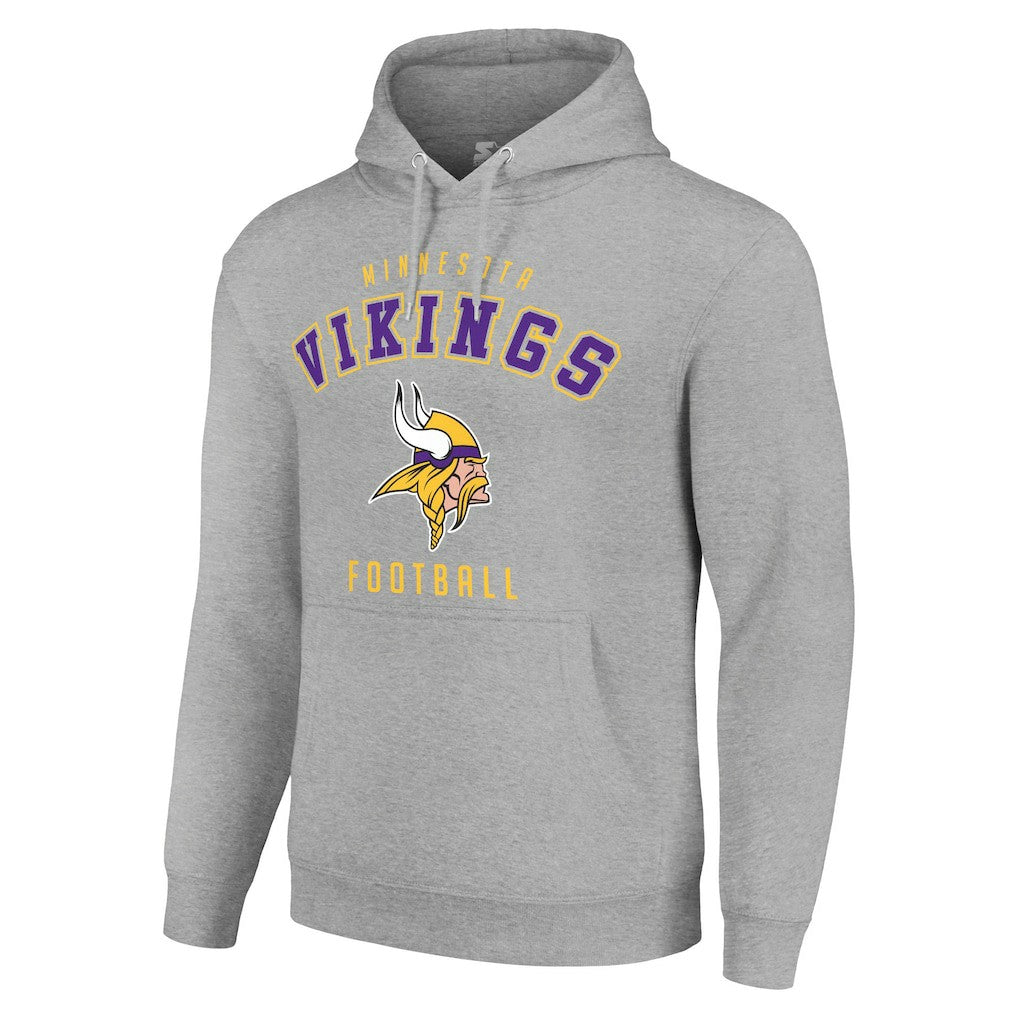 Minnesota Vikings Starter Unisex Logo Pullover Hoodie - Heather Gray Hoodies