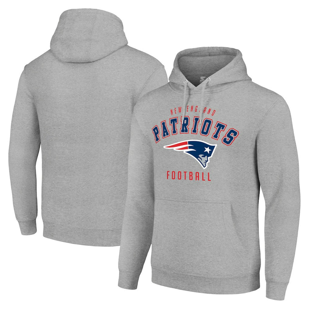 New England Patriots Starter Unisex Logo Pullover Hoodie - Heather Gray Hoodies