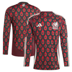 Mexico National Team 2024 Home Replica Long Sleeve Jersey Burgundy - Adidas outlet