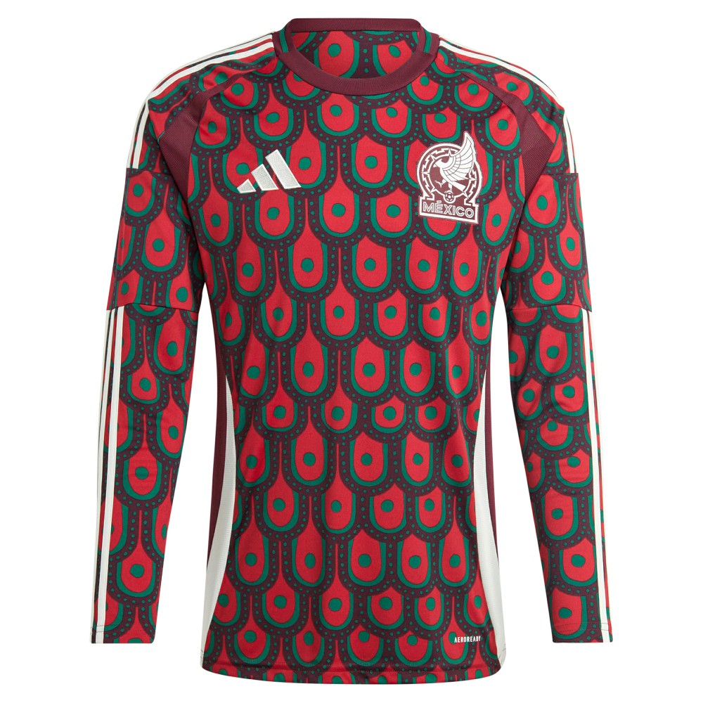 Mexico National Team 2024 Home Replica Long Sleeve Jersey Burgundy - Adidas outlet