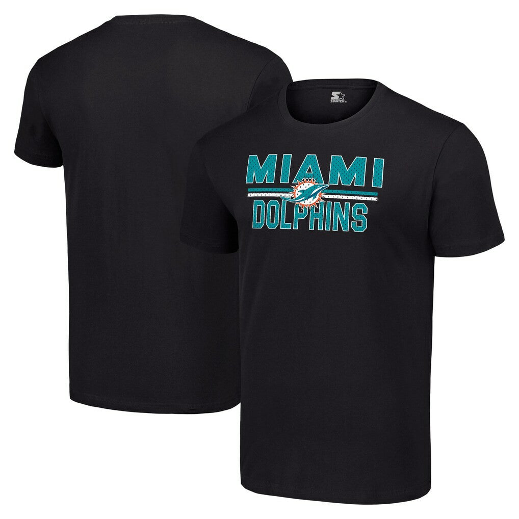 Miami Dolphins Starter Team Mesh Print Graphic T-Shirt - Black T-shirts