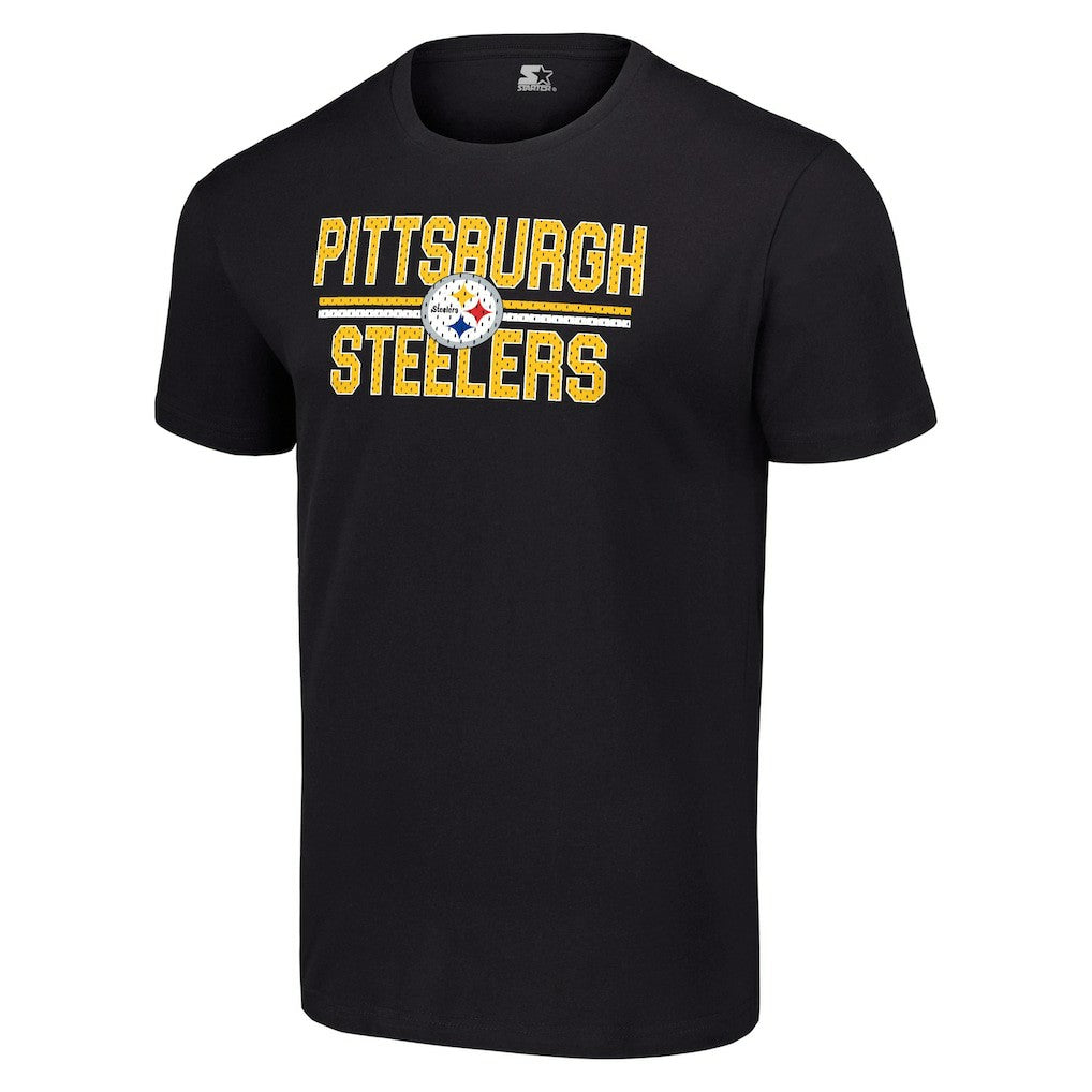 Pittsburgh Steelers Starter Team Mesh Print Graphic T-Shirt - Black T-shirts