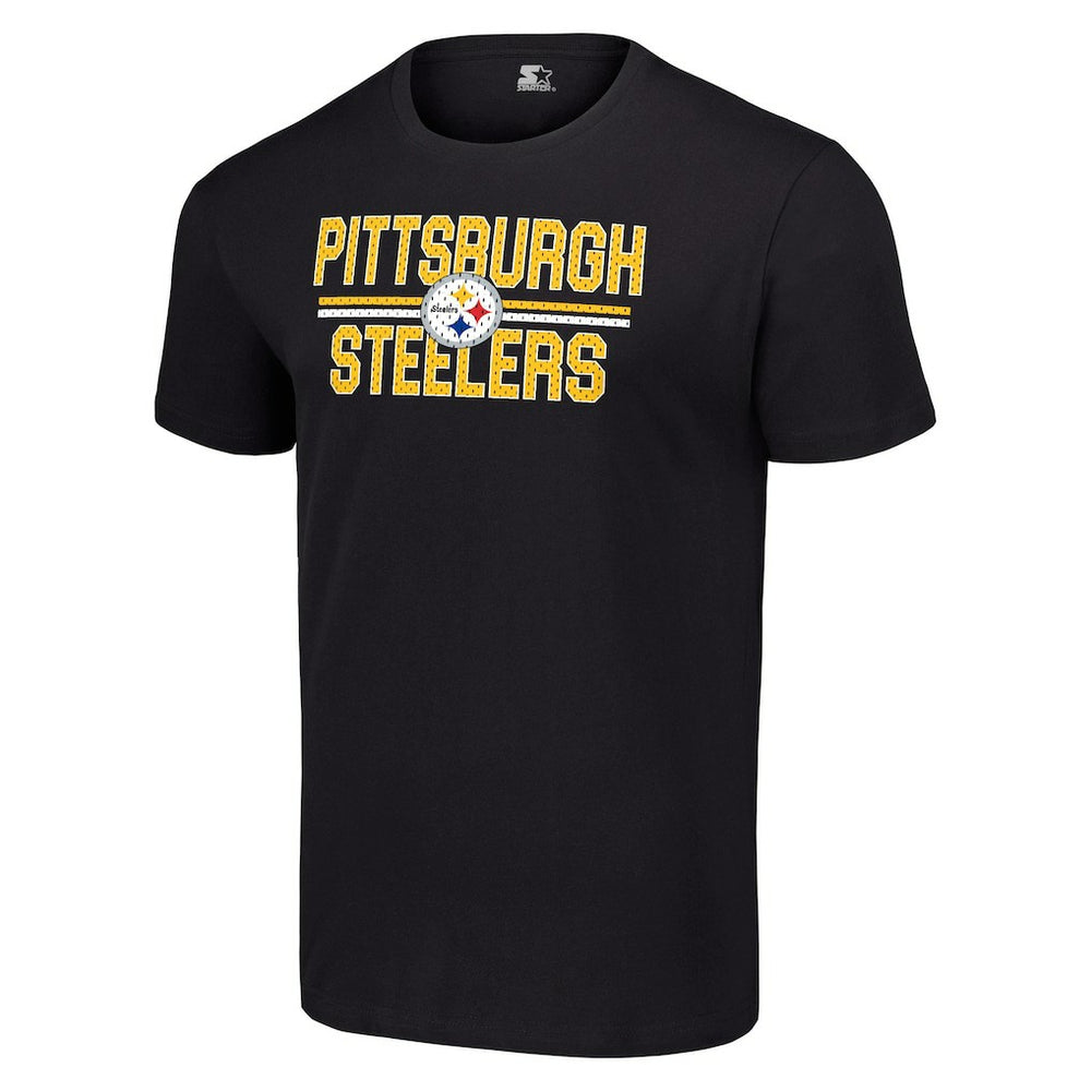 Pittsburgh Steelers Starter Team Mesh Print Graphic T-Shirt - Black T-shirts