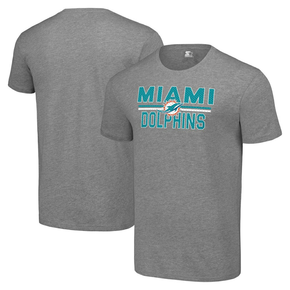 Miami Dolphins Starter Team Mesh Print Graphic T-Shirt - Heather Gray T-shirts