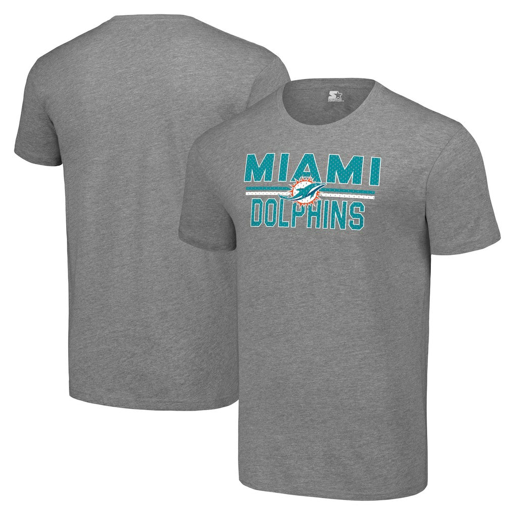 Miami Dolphins Starter Team Mesh Print Graphic T-Shirt - Heather Gray T-shirts