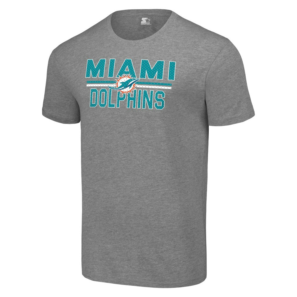 Miami Dolphins Starter Team Mesh Print Graphic T-Shirt - Heather Gray T-shirts