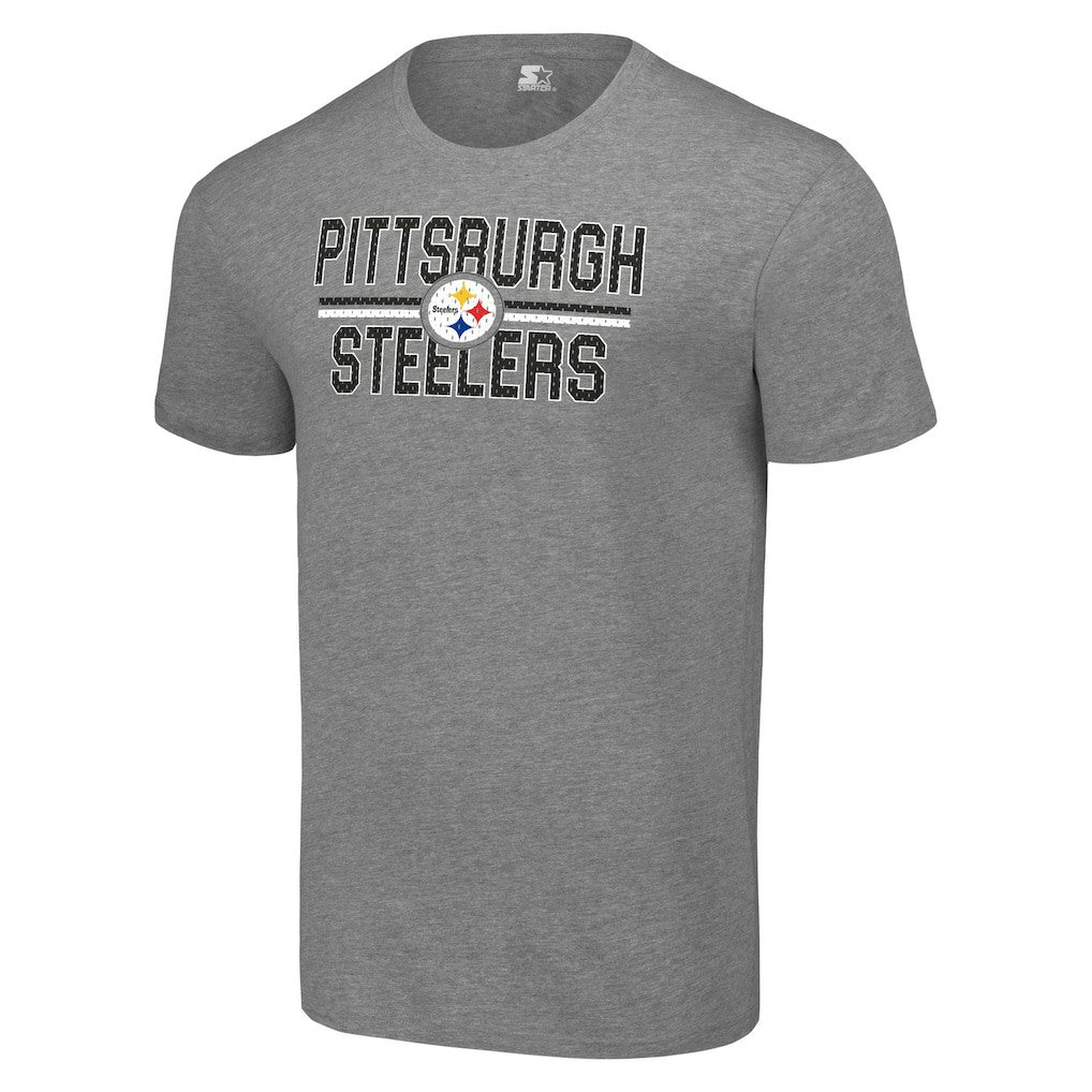 Pittsburgh Steelers Starter Team Mesh Print Graphic T-Shirt - Heather Gray T-shirts