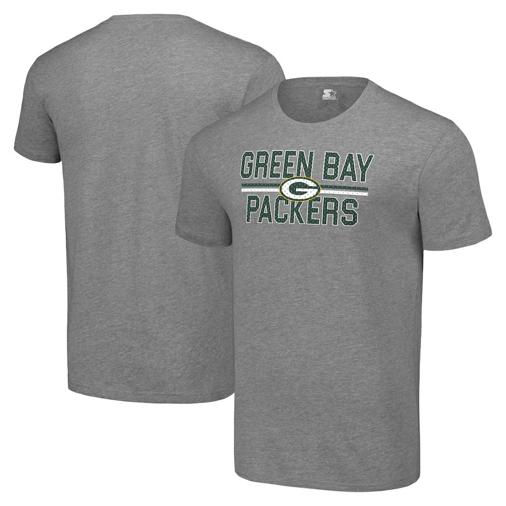 Green Bay Packers Starter Team Mesh Print Graphic T-Shirt - Heather Gray T-shirts