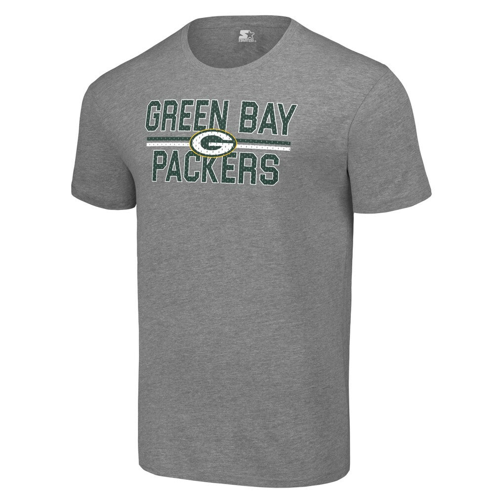 Green Bay Packers Starter Team Mesh Print Graphic T-Shirt - Heather Gray T-shirts
