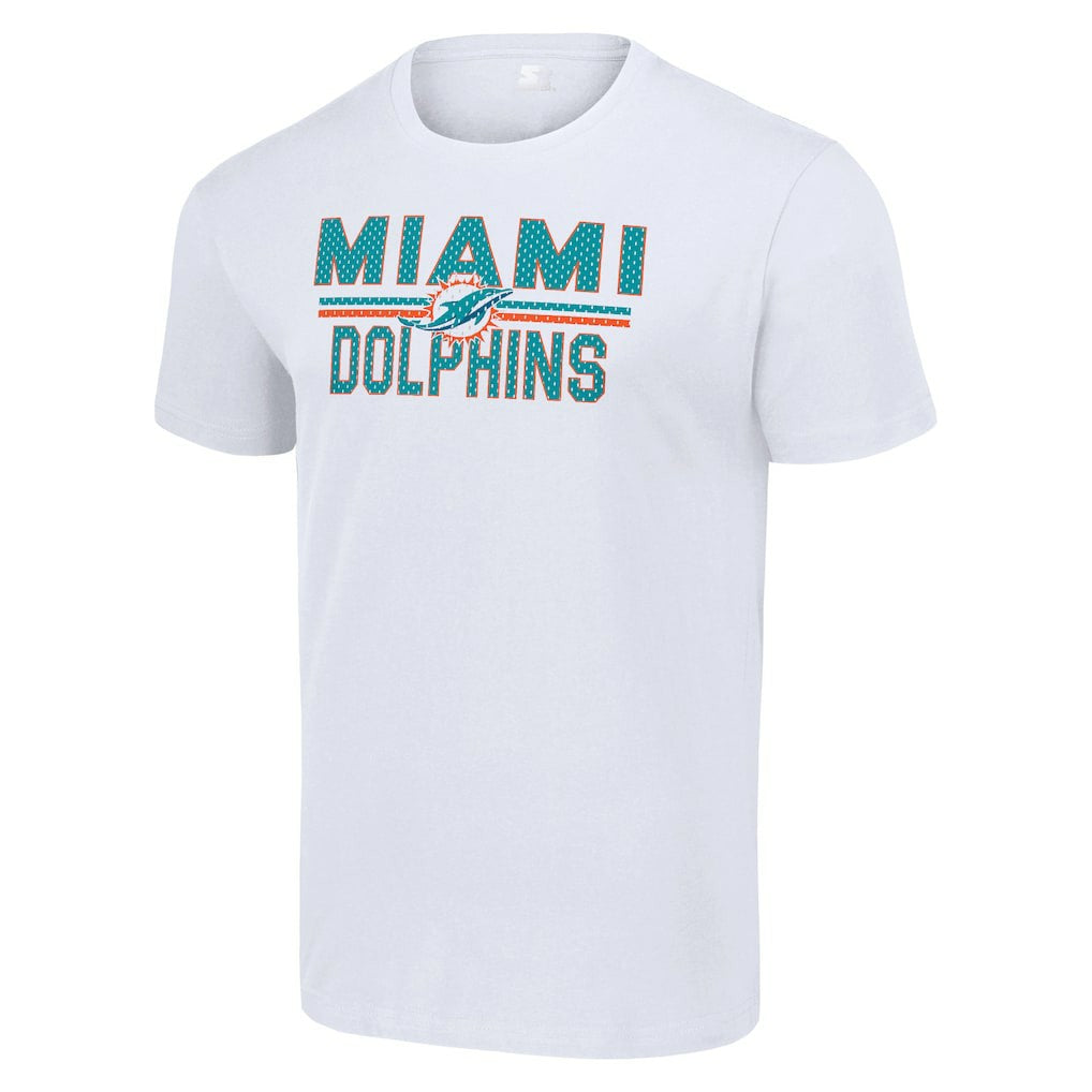 Miami Dolphins Starter Team Mesh Print Graphic T-Shirt - White T-shirts