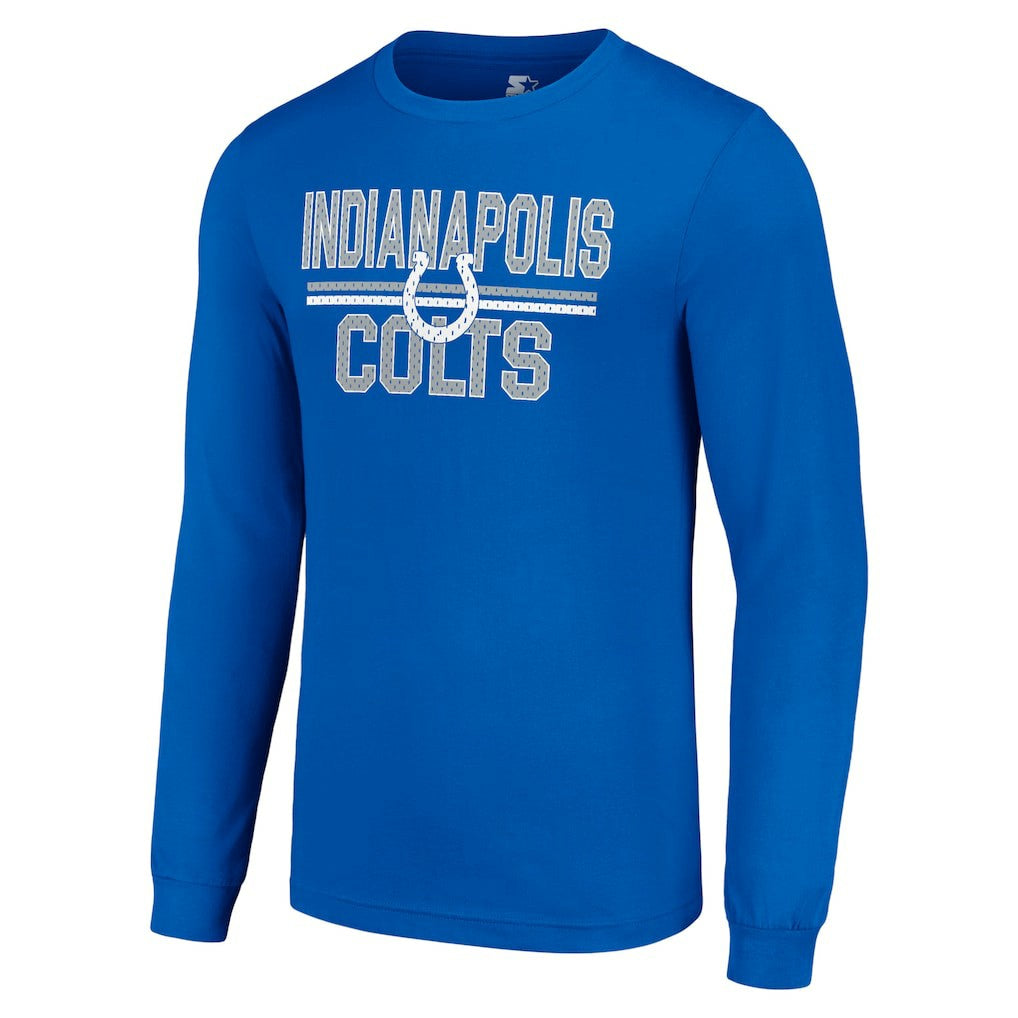 Indianapolis Colts Starter Team Mesh Print Graphic Long Sleeve T-Shirt - Royal T-shirts