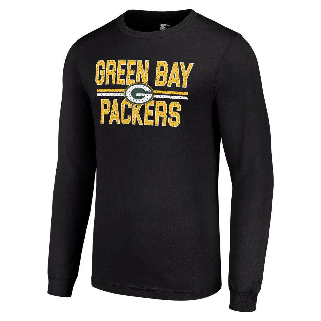 Green Bay Packers Starter Team Mesh Print Graphic Long Sleeve T-Shirt - Black T-shirts