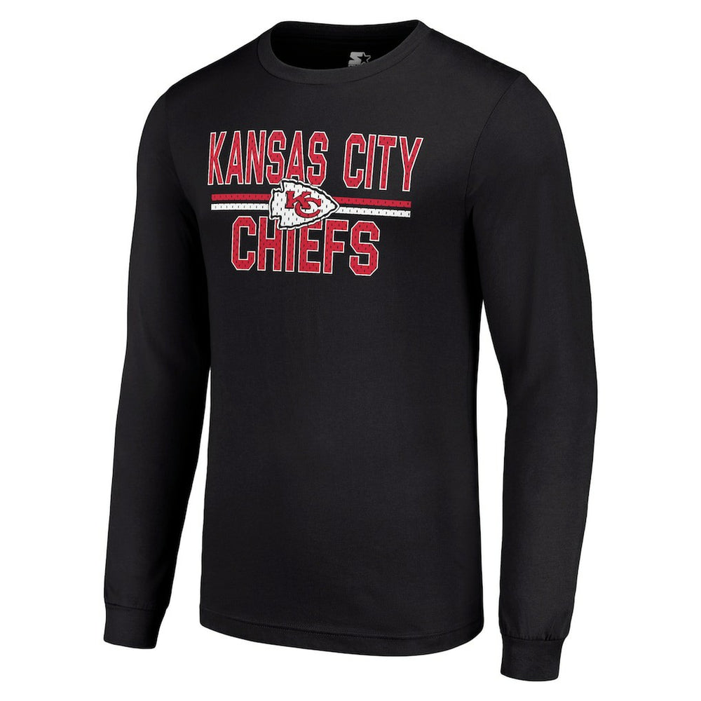 Kansas City Chiefs Starter Team Mesh Print Graphic Long Sleeve T-Shirt - Black T-shirts