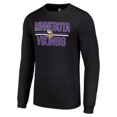 Minnesota Vikings Starter Team Mesh Print Graphic Long Sleeve T-Shirt - Black T-shirts
