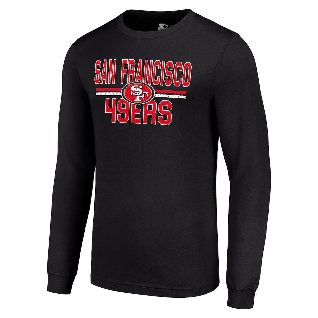 San Francisco 49ers Starter Team Mesh Print Graphic Long Sleeve T-Shirt - Black T-shirts
